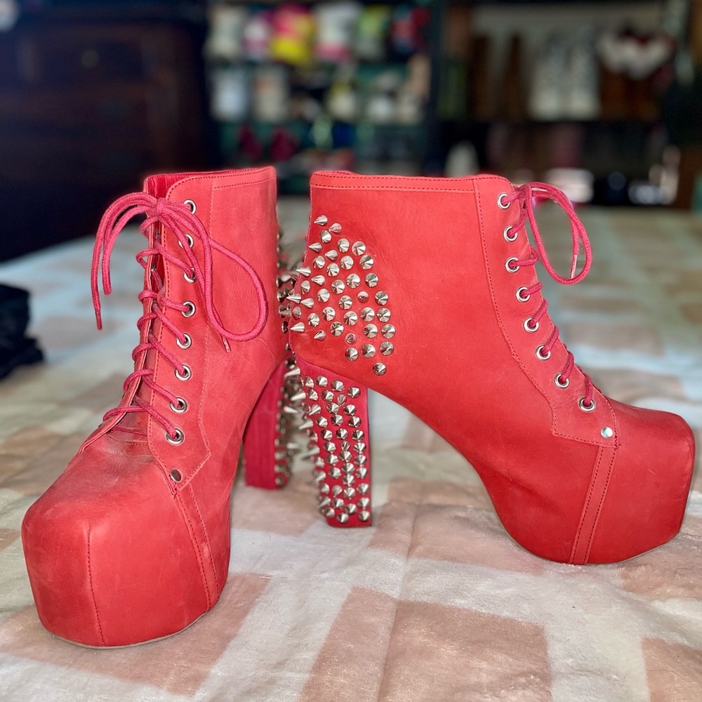 JEFFREY CAMPBELL Red Platform Spike Boots